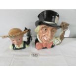 2 Royal Doulton character jugs 'Huckleberry Fin' D7177 and 'Mad Hatter' D6598.