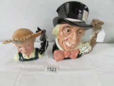 2 Royal Doulton character jugs 'Huckleberry Fin' D7177 and 'Mad Hatter' D6598.