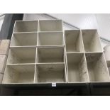 3 white painted garden shed storage boxes