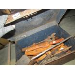 A quantity of antique/vintage cooper's tools in metal box.