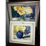 2 framed acrylic on board paintings.