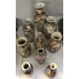 A quantity of satsuma vases