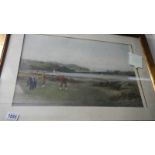 A framed and glazed golfing print.