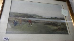 A framed and glazed golfing print.