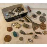 A mixed lot including coins, medallions, badges etc.