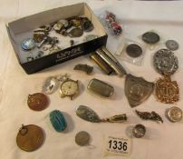 A mixed lot including coins, medallions, badges etc.