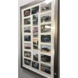 A large framed collage of pictures of vintage & classic cars