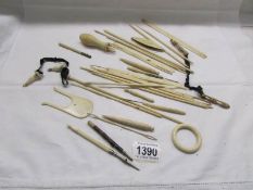 A large quantity of bone and ivory sewing and other implements.
