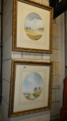 2 framed and glazed rural/pastoral/mountain watercolours by Ian Anthony Gilliarand.