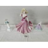 A coalport Ladies of Fashion figurine 'Helena' and 2 small Coalport figurines,