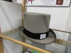 A Young's grey top hat, size 6 7/8 inches.