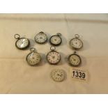 A tray of ladies silver fob watches for spare or repair.