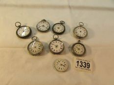 A tray of ladies silver fob watches for spare or repair.