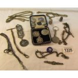 A mixed lot of watch fobs and watch chains.
