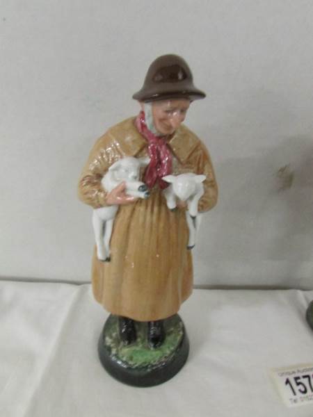 2 Royal Doulton figurines - 'The Shepherd' and 'Lambing time'. - Image 2 of 3