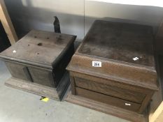 2 old wooden gramaphone cases