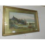 A framed and glazed watercolour entitled Fisherman's Cottages, Kentish Coast by Robt. Watson.