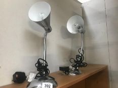 2 chrome desk lamps with flexible necks