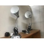 2 chrome desk lamps with flexible necks