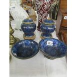 A pair of Cloissonne ginger jars and a pair of Cloissonne bowls.