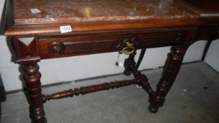 A French marble top single drawer wash stand.