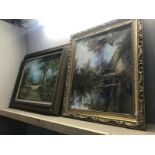 2 framed oil on canvas paintings signed C.Inness and I.
