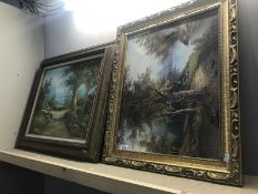 2 framed oil on canvas paintings signed C.Inness and I.