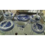 An 18 piece Ridgeway blue and white child's dinner set.