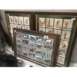 3 framed and glazed cigarette card displays, Wills dogs players,