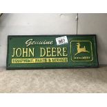 A cast iron John Deere advertising sign