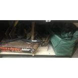 A quantity of sundry DIY hand tools & a Black & Decker mini work bench