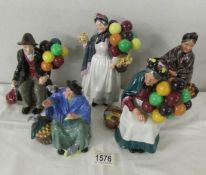 5 Royal Doulton figurines being 'The Balloon Man', 'Biddy Pennyfarthing', 'The Old Balloon Seller',