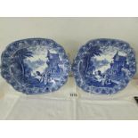 A pair of Cauldon blue and white plated depicting Roman scenes.