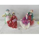 4 Royal Doulton figurines being 'Lady Charmaine', 'Daffy Down Dilly', 'Sweet Anne' and 'Lilac Time'.