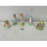 5 Beswick Beatrix Potter figures - Jemima Puddleduck, Peter Rabbit (ear a/f), Mrs Tittlemouse,