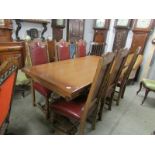 A good quality oak extending dining table and 6 chairs.