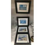 4 framed and glazed prints,