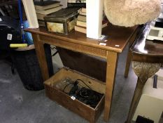 A square conservatory table with woven side panels