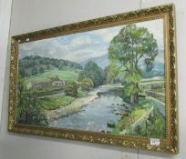 A framed oil on canvas rural scene signed Walter Horsnell.