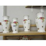 4 Royal Albert Old Country Roses vases.