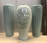 3 pottery vases