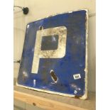 A vinatge enamel 'P' parking sign