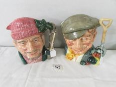 2 Royal Doulton character jugs 'Lumber Jack' D6610 and 'GArdener' D6630.