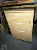 A 3 drawer office chest (1 filing drawer)