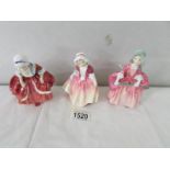 3 small Royal Doulton figurines 'Dinky Doo' HN2120, 'Bo Peep' HN1811 and 'Goody Two Shoes' HN2037.