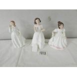 3 small Royal Doulton figurines being 'Joy', 'Welcome' and 'Amanda'.