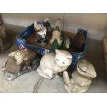 A quantity of mainly painted cement garden ornaments