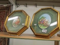 2 framed and glazed continental porcelain plaques.