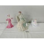 2 Coalport figurines 'Victorian Gardens' and 'Lady Lillian' together with a Royal Doulton figurine