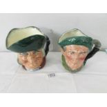 2 Royal Doulton character jugs, 'Auld Mac', D5823 and 'Toby Philpots'.